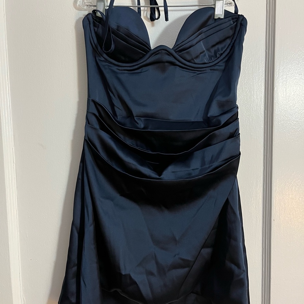 Chic Midnight Blue Strapless Mini Dress